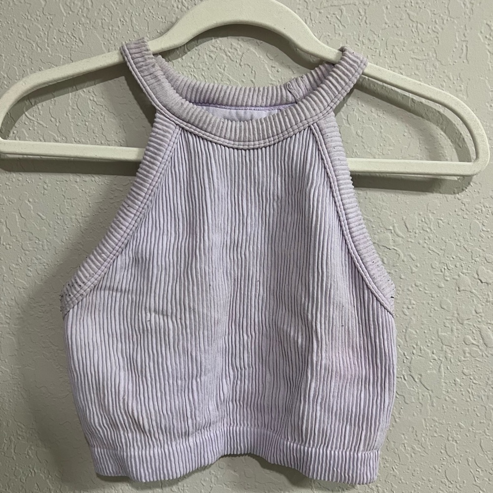 Aerie Purple Ribbed Crop Tank Top